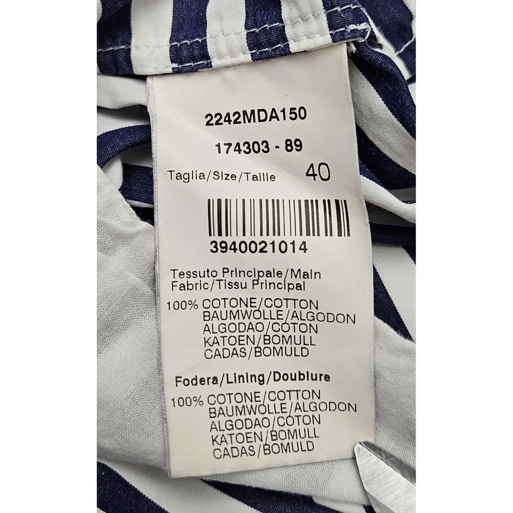 MSGM Milano Navy & White Striped Dress Size 4 Made In Italy 100% Cotton Nautical